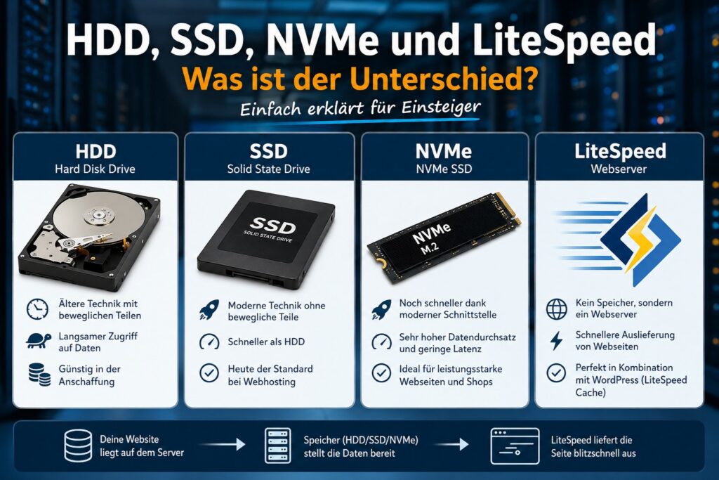 Hosting - HDD, SSD, NVMe und LiteSpeed