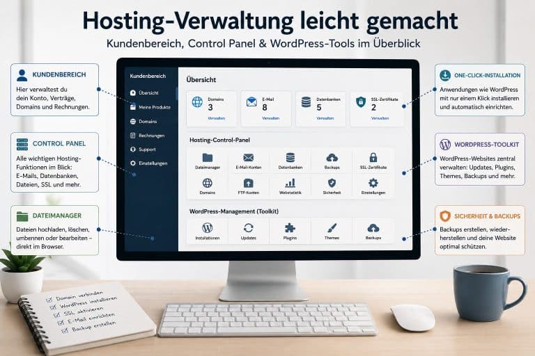 Hosting – der Kundenbereich in einer Übersicht Unterschiedliche Kundenbereiche und Panels